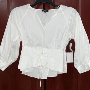 1. State White corset puffy blouse
